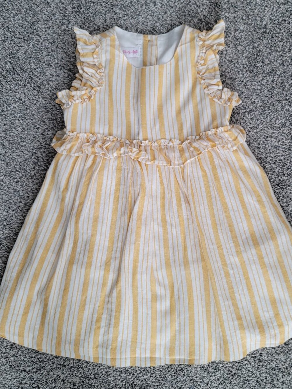 Bonnie Baby Yellow & White Striped Lined Dress 24 months